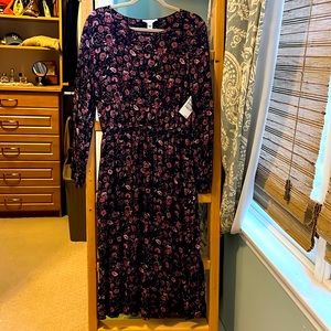 Midi Dress in black and plum